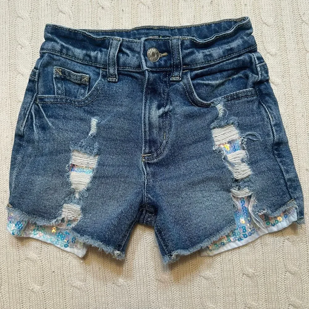 Sequin Embellished Denim Shorts sz 7 Jean Shorts
